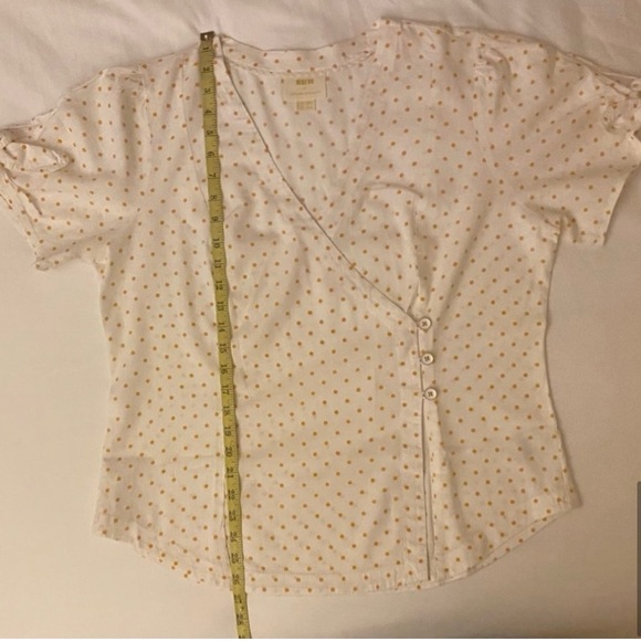 Anthro Maeve Yellow Polka Dot Louise Wrap Tie Sleeve, EUC - Picture 11 of 16